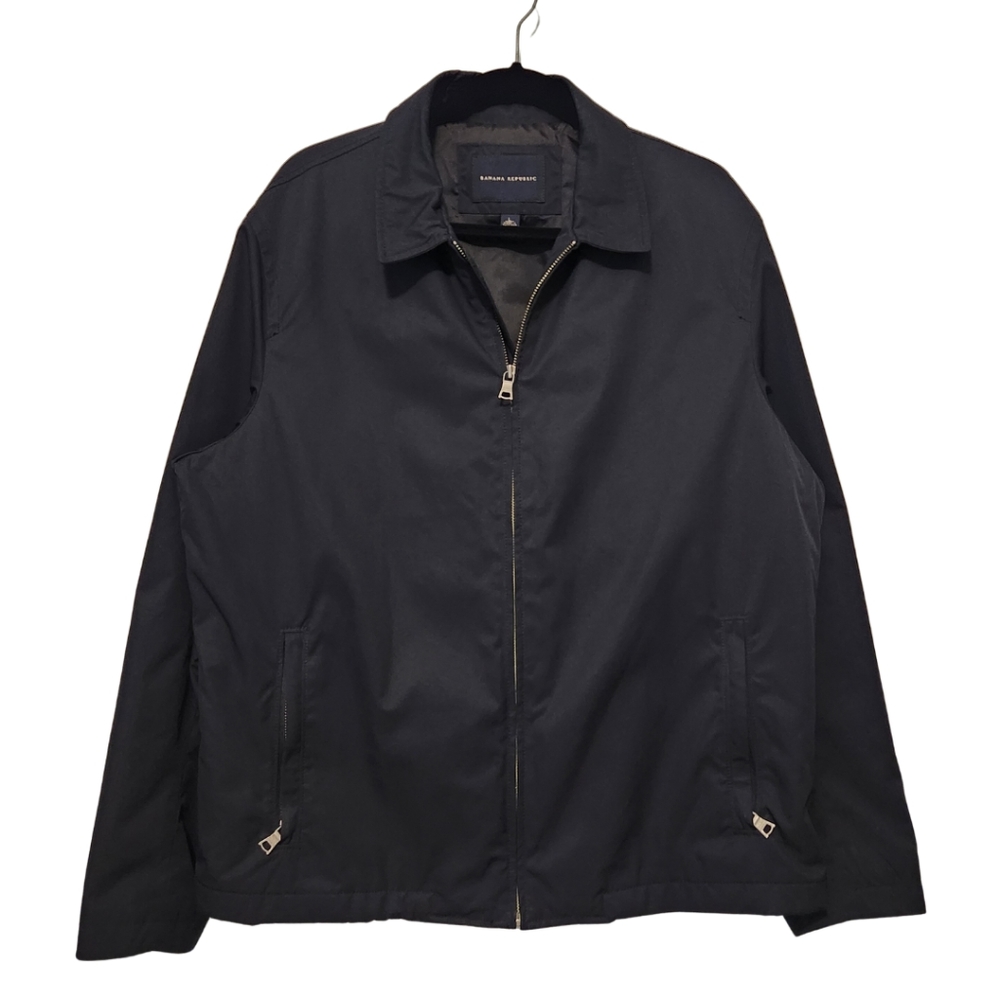 Banana Republic Smart Casual Light Collared Jacket Zip Up Black Large